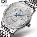 Montre homme diamant montre automatique mécanique résistante à l&#39;eau en acier inoxydable montre pour hommes mode jour ouvrable/Date horloge à main